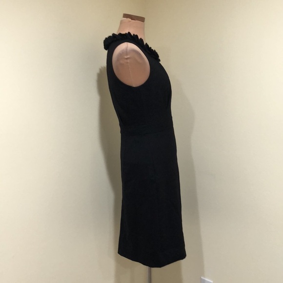 J Crew Suiting Dress Size 4 Black Will Blend Sheath Rosette Ruffle Appliqué - Picture 4 of 10